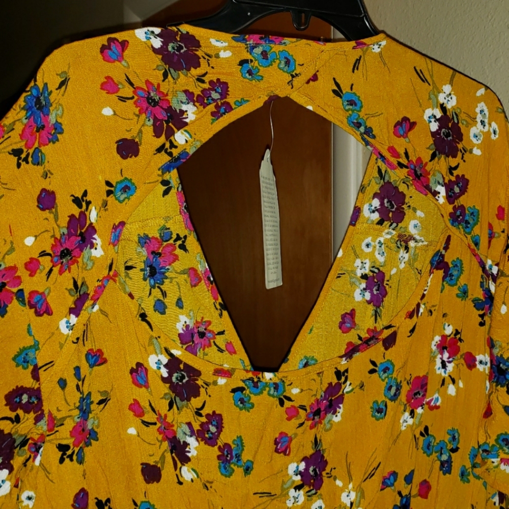 Band of Gypsies Woven Short Sleeve Surplice Faux Wrap Dress NWT